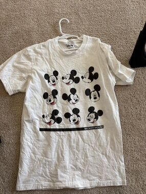 Disney White Tee with Black & Red Mickey Mouse Faces